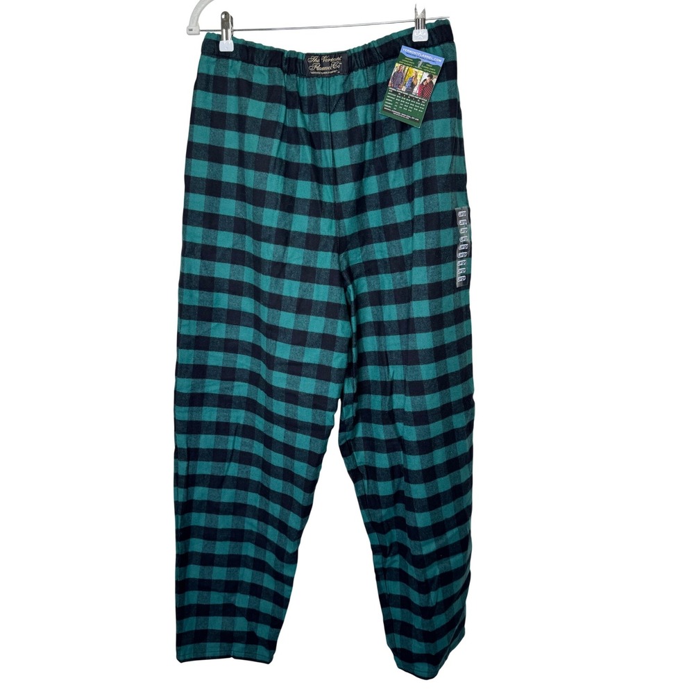 The Vermont Flannel Co. Plaid Flannel Lounge Pants Mens Large Green/Blue NEW